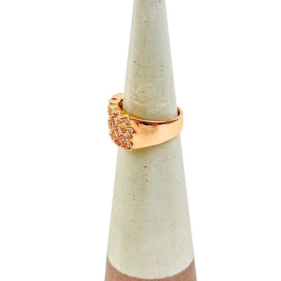 Cocktail Ring Clear Faceted Pave Rhinestones Gold Tone Band Fashion Jewelry 8 - Picture 4 of 8